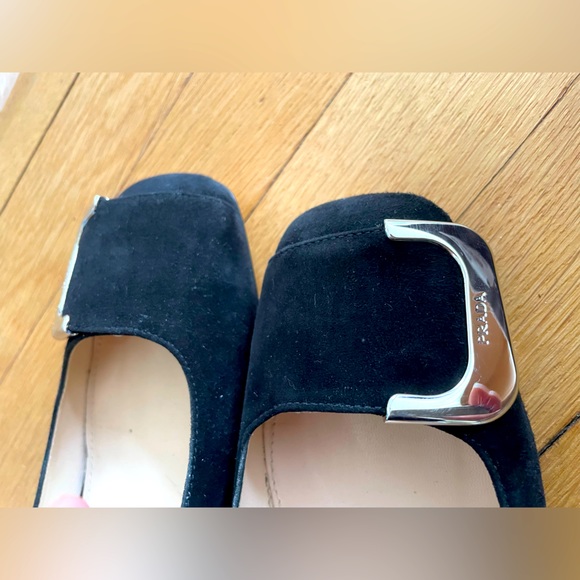 Prada Black Suede Block Heel Pumps Size 36.5/US 6.5 - Picture 4 of 10